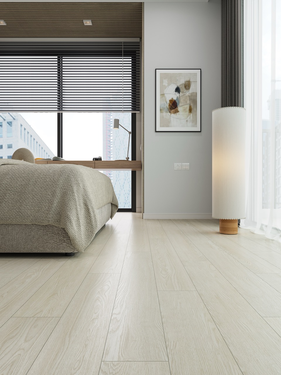 Кварцвиниловый SPC ламинат Cronafloor Joli Мондриан J1005 1200×150×4 фото в интерьере